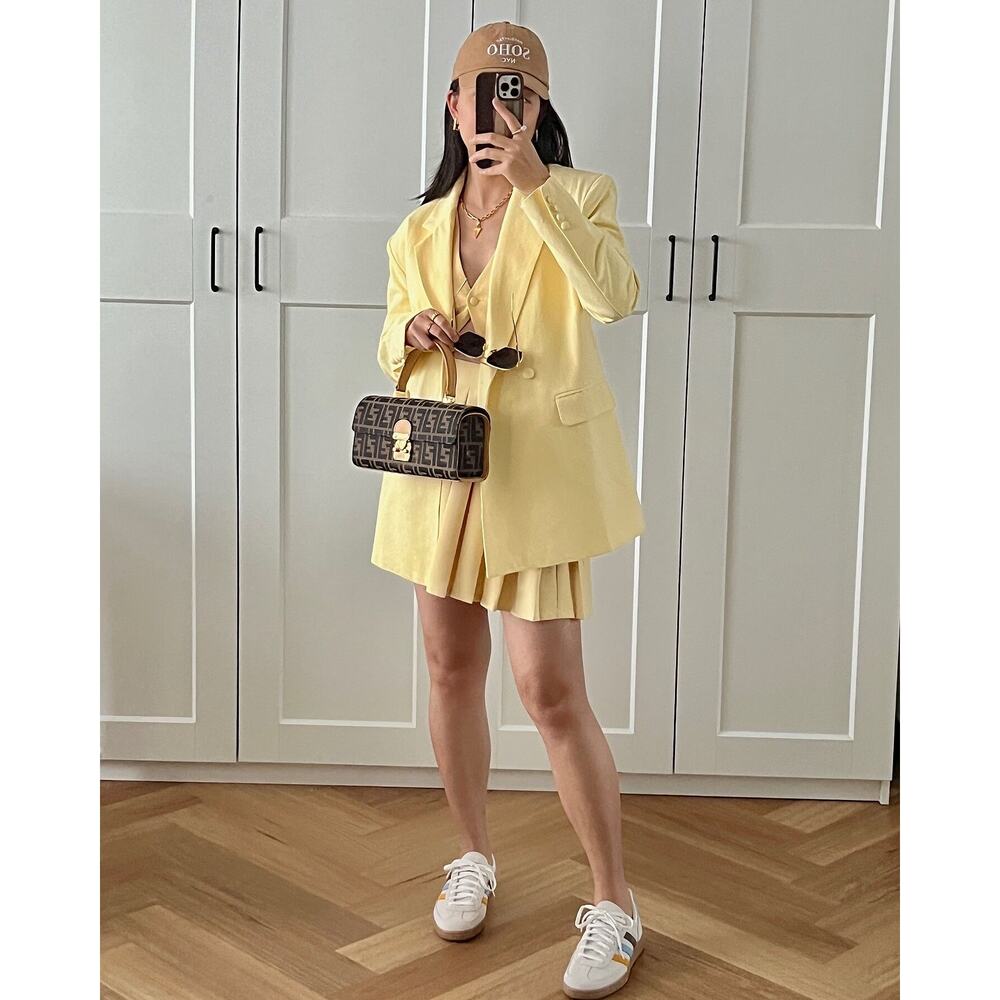 New Showpo Virginia Jacket Oversized Double Breasted Blazer Yellow MSRP $129